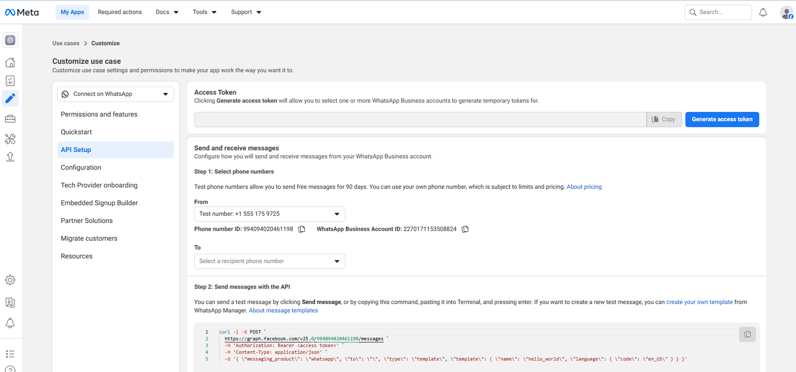 Generate Access Token and Copy Credentials